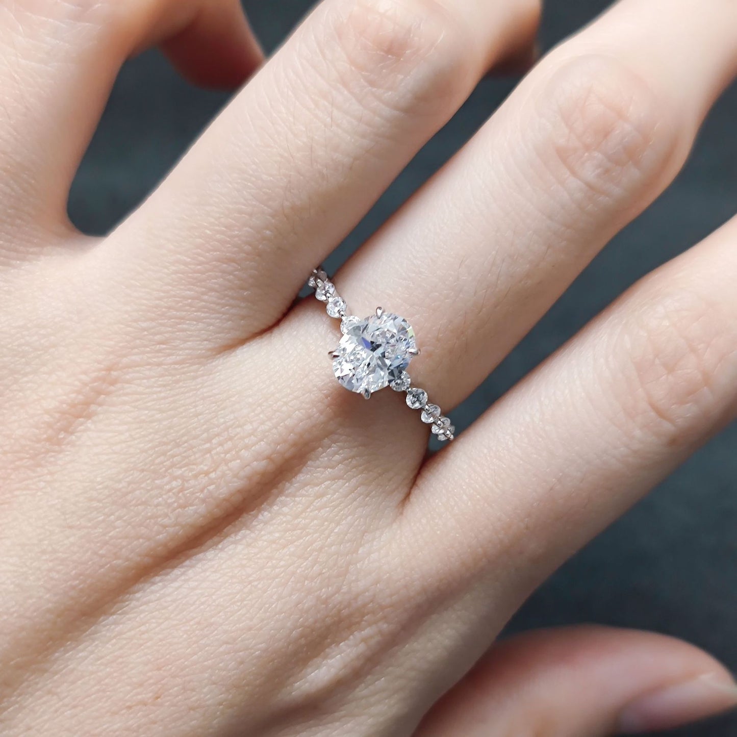 In stock wholesale s925Sterling Silver Ring Inlaid with Moissanite ins Wind1.5Carat Oval Ring