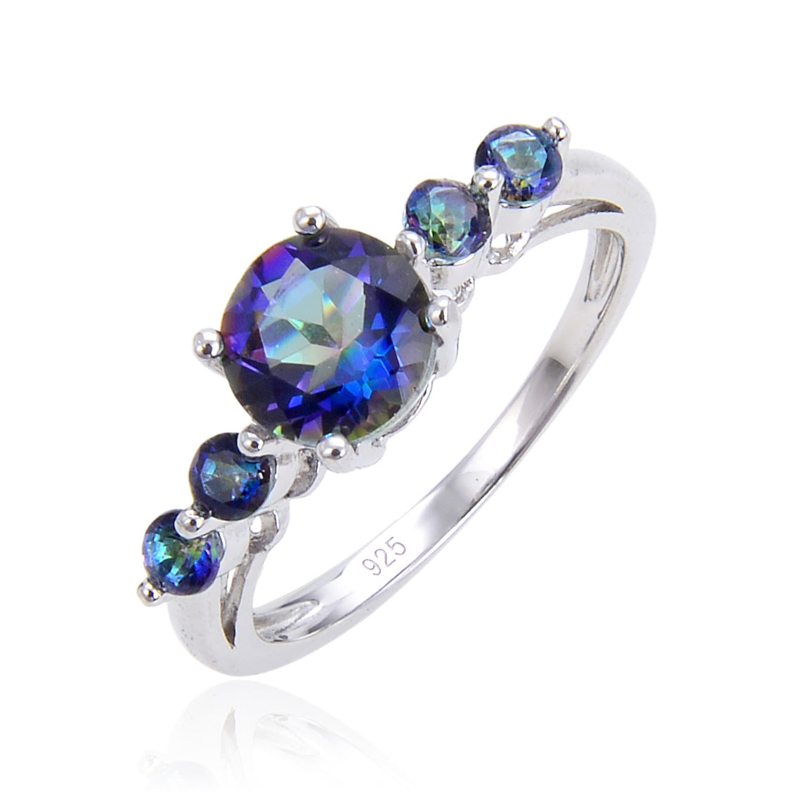 High-end Ring Natural Crystal Topaz Sapphire s925Sterling Silver Inlaid Ruby Ring for Men and Women