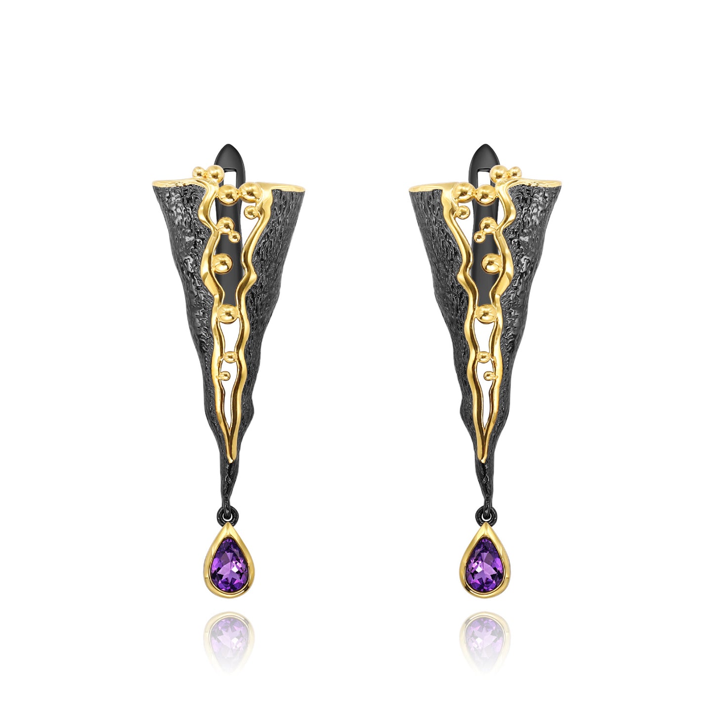 Designer High-End Gemstone Earrings Italian Craftsmanship Retro925Silver Natural Amethyst Earrings Drop Earrings
