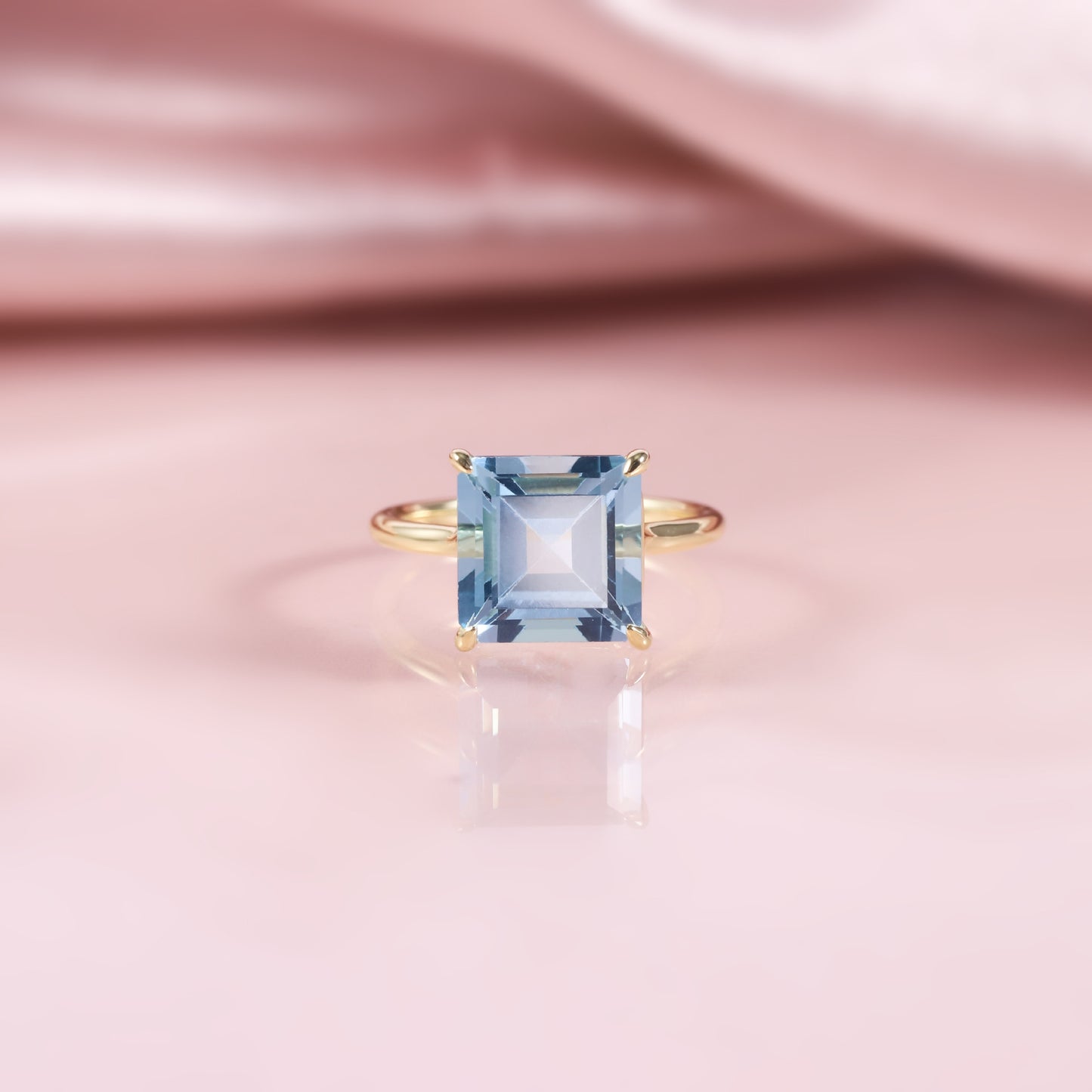 Minimalist2/4/5.5Carat Ring Square s925Sterling Silver Inlaid with Natural Topaz Large Main Stone Fresh Ring