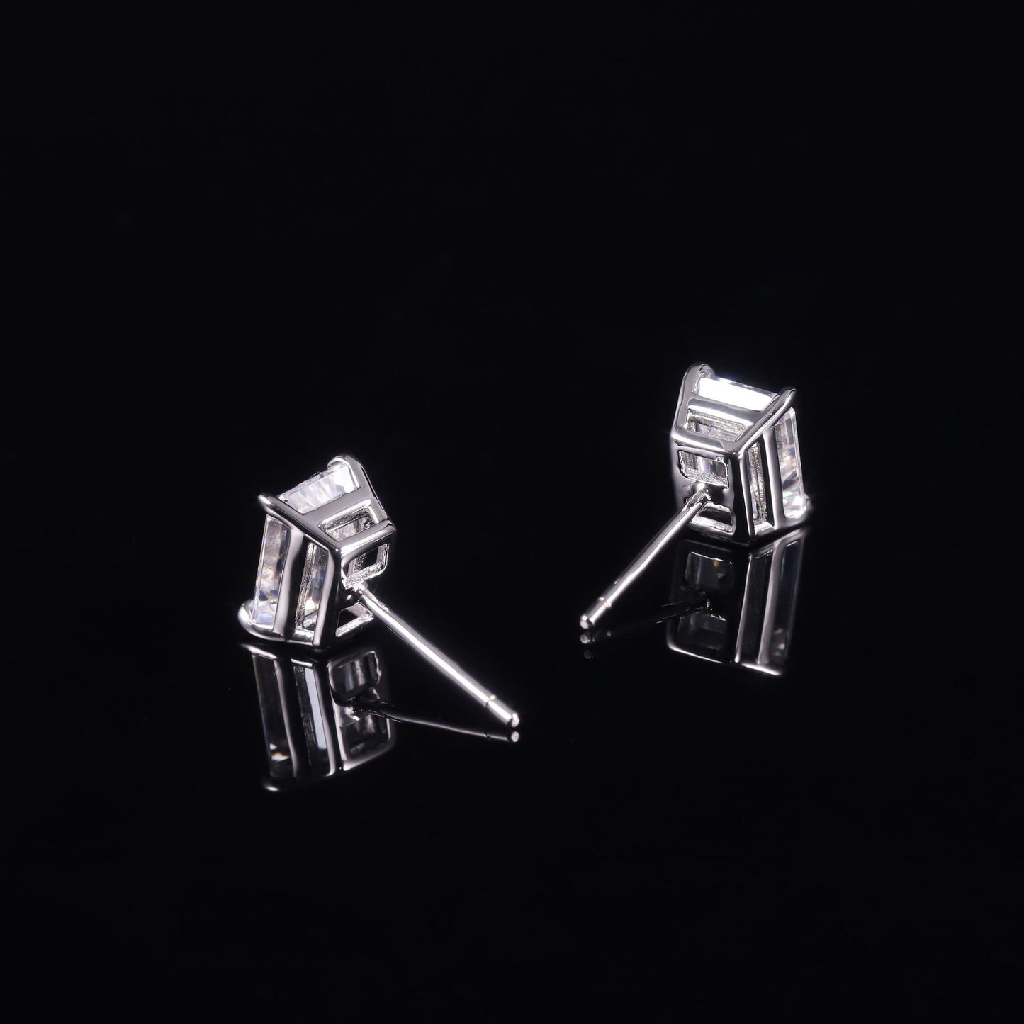High-quality pure18K Gold Inlaid2Carat Moissanite Earrings Emerald9/10/14K Gold Earrings Au750Empty Support