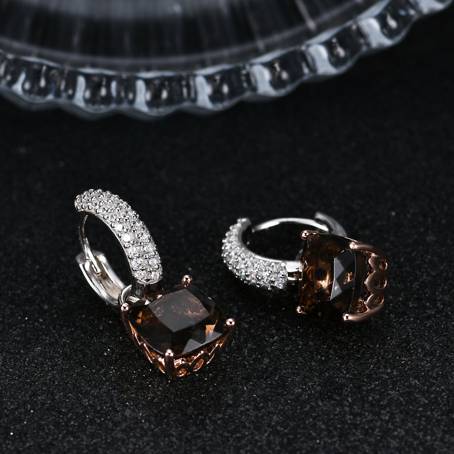 New Luxury Style Fashion Design Natural Citrine Earrings s925Silver Inlaid Colorful Gemstone Stud Earrings