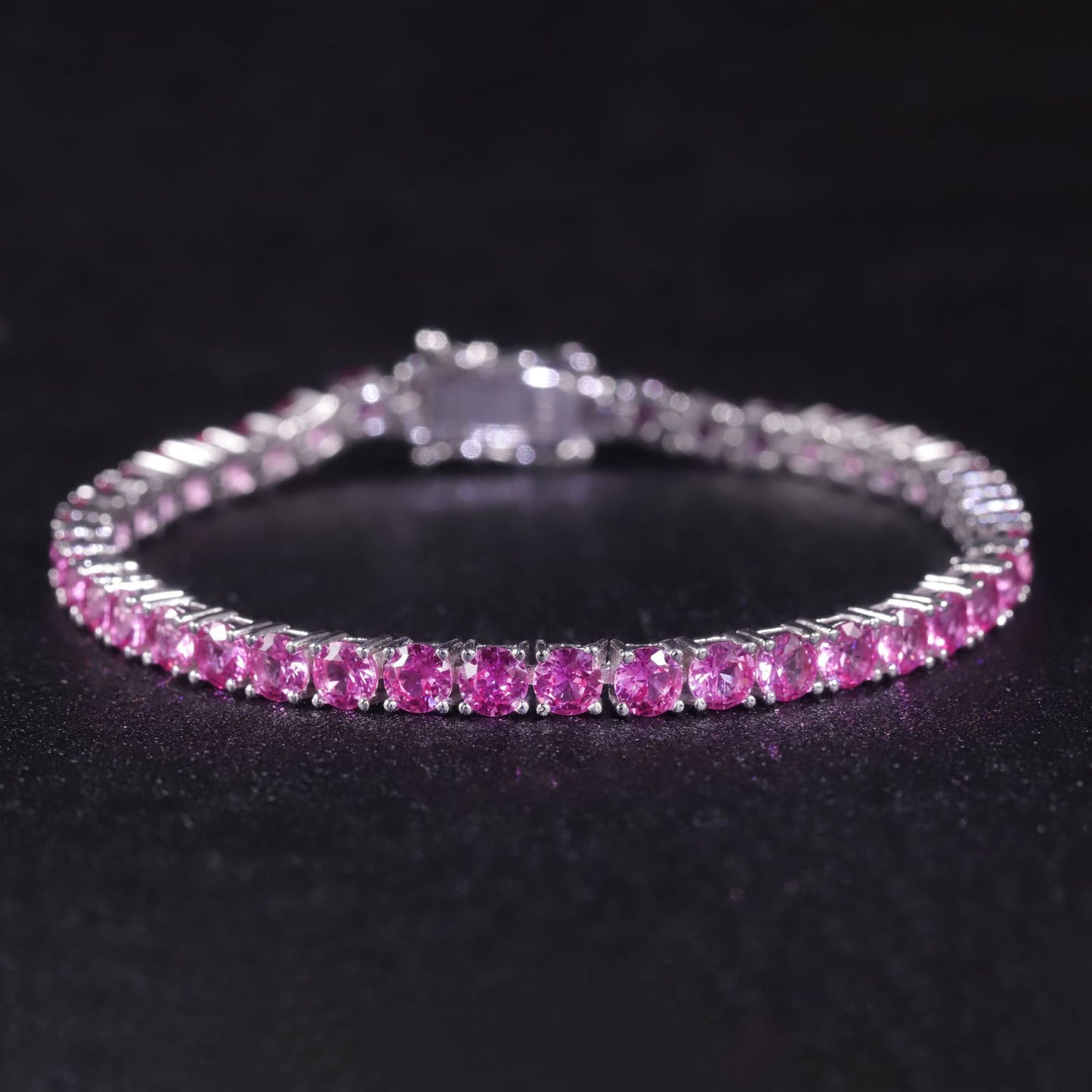 2024Trendy Bracelets3/4/5mm Tennis Chain s925Sterling Silver Inlaid Red Sapphire Moissanite Bracelet