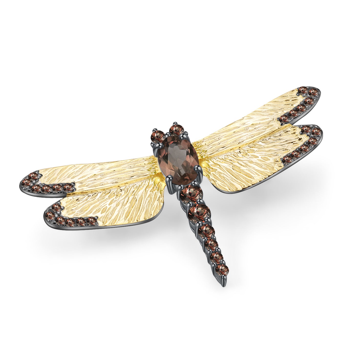 Designer Model Natural Colored Gems Brooch Dragonfly Design Classical Dignified s925Silver Natural Garnet Brooch