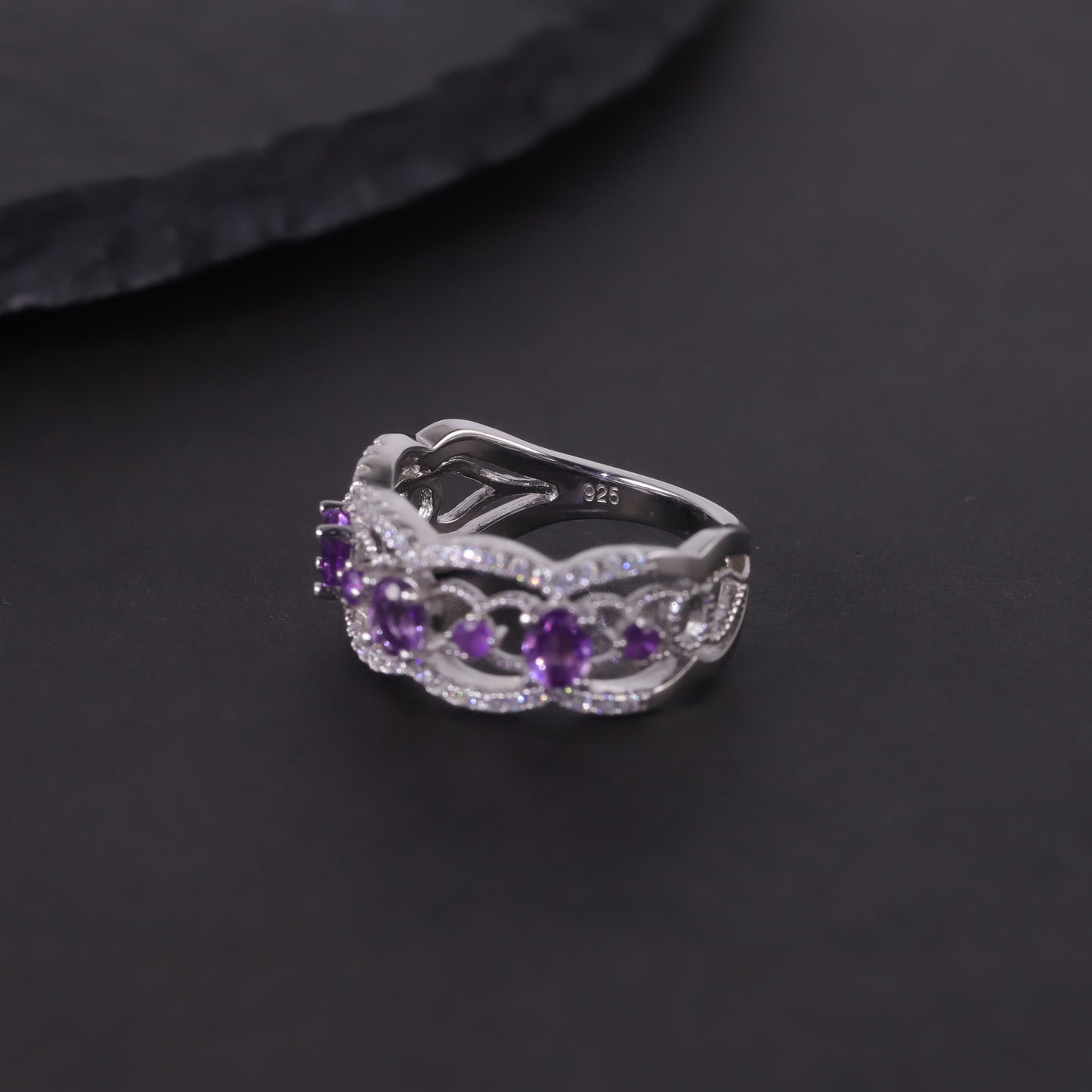 Vintage Court Style Natural Topaz Ring s925Sterling Silver Cluster Crystal Sapphire Opal Ring