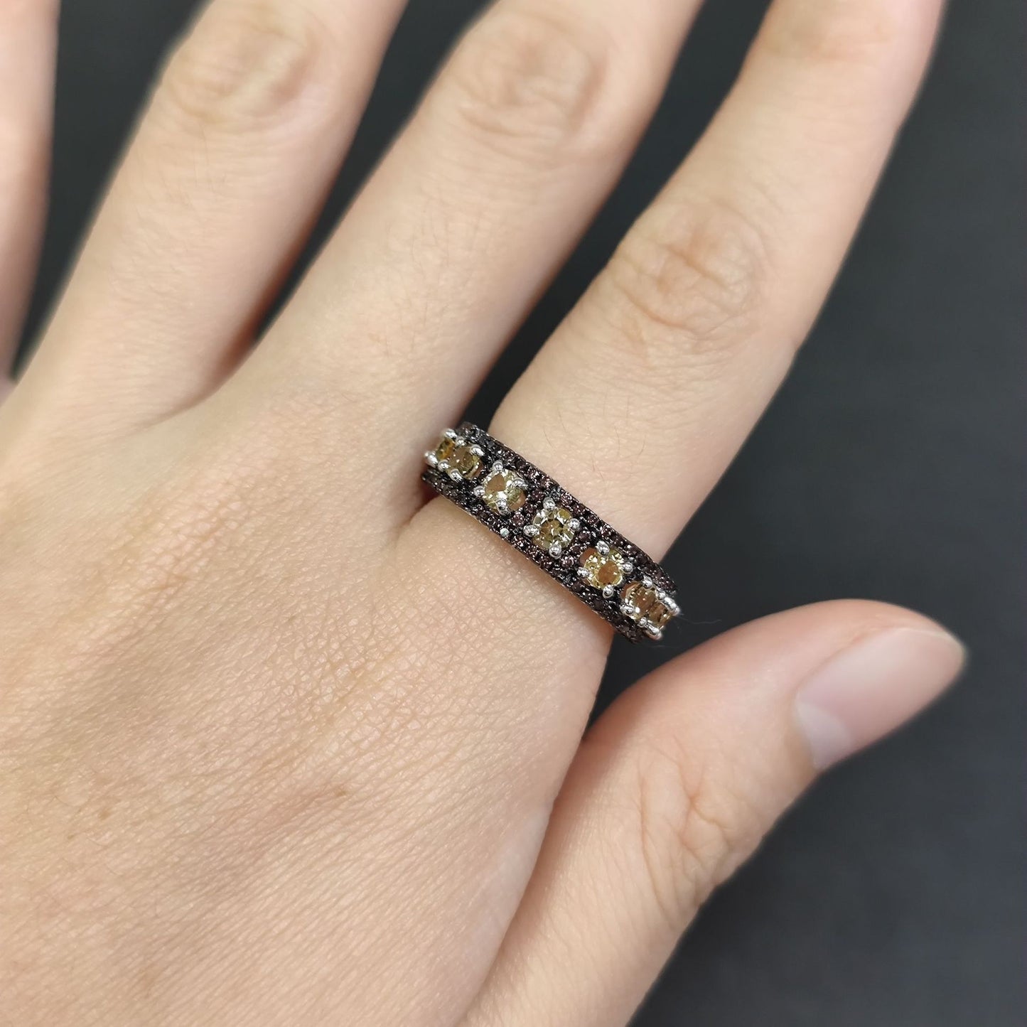 Trendy Natural Topaz Ring s925Sterling Silver Inlaid Crystal Ring Jewelry