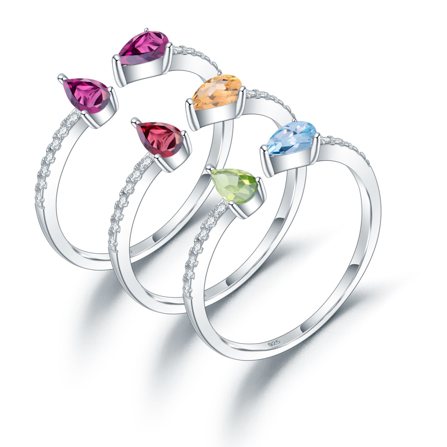 Design Sense Light Luxury Simple Natural Translucent Stone Ring Adjustable Prosperous Series925Silver Inlaid Gemstone Ring