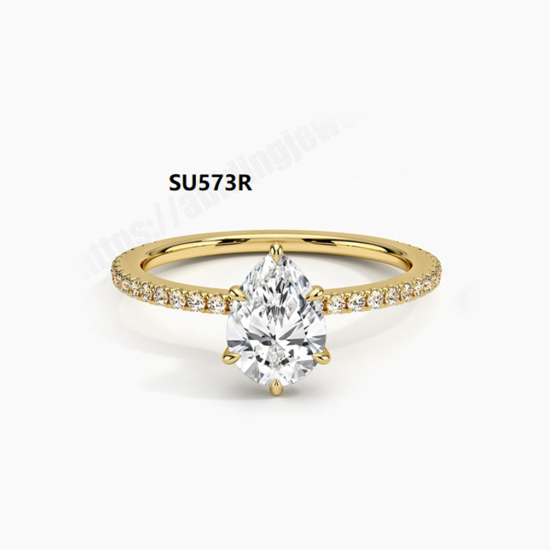 Advanced Sense ins Ring s925Sterling Silver Inlaid with Moissanite D Color1Carat Wedding Ring Light Luxury Ring