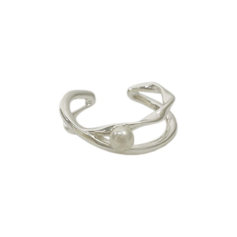 s925Silver Pearl Ring for Women, Niche Design, Simple Band Ring