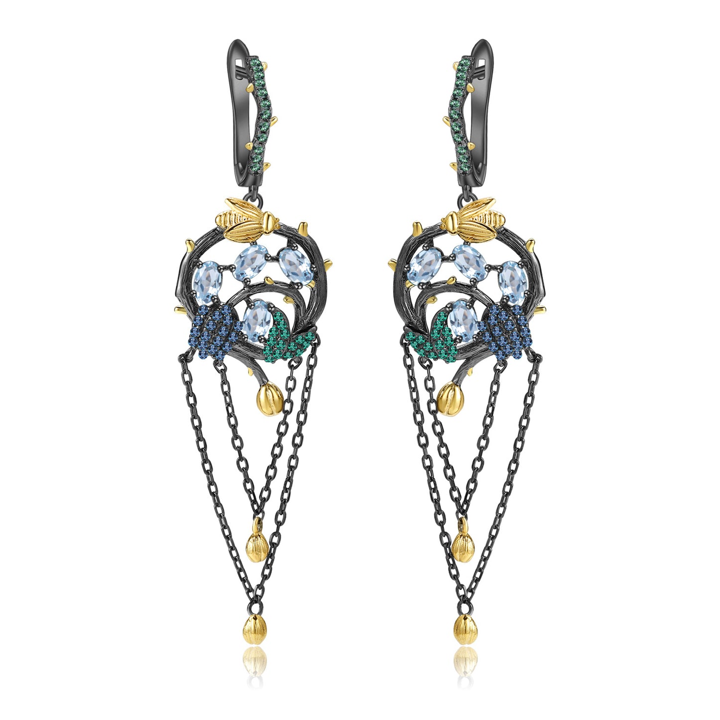 Secret Garden Designer Tassel Earrings Natural Style Design s925Silver Natural Rose Garnet Earrings