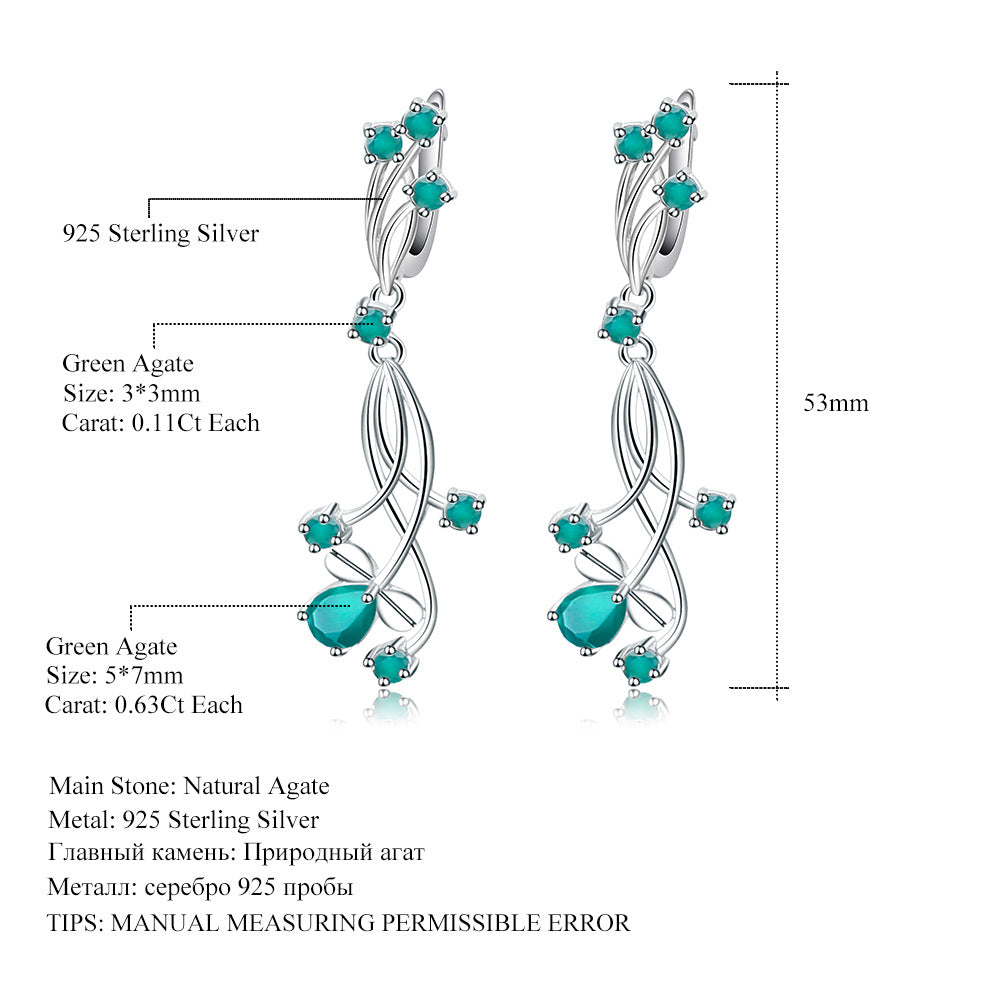 Natural Gemstones925Sterling Silver Earrings Luxury Design Light Luxury Jewelry Accessories Natural Amethyst Earrings Studs Drop Earrings