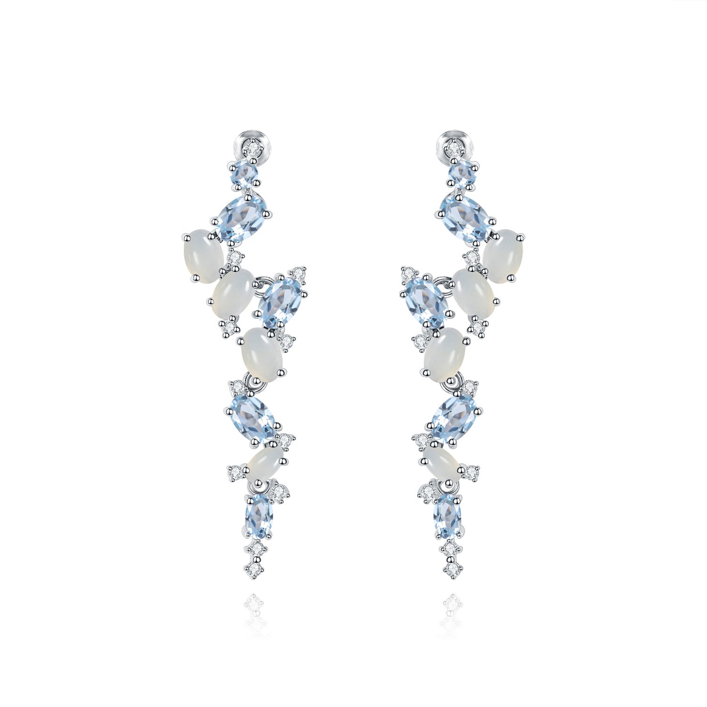 Designer High-End Long Gemstone Earrings French Romantic Style s925Silver Natural Amethyst Stud Earrings