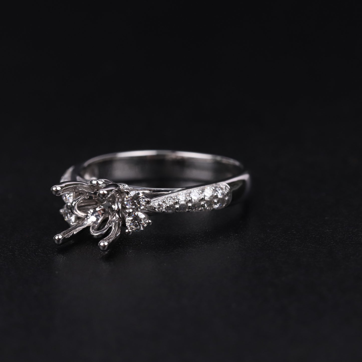 Classic Retro Elegance1Carat Micro Pave Ring Setting Full Body9/10/14/18k White Gold Diamond Ring Setting