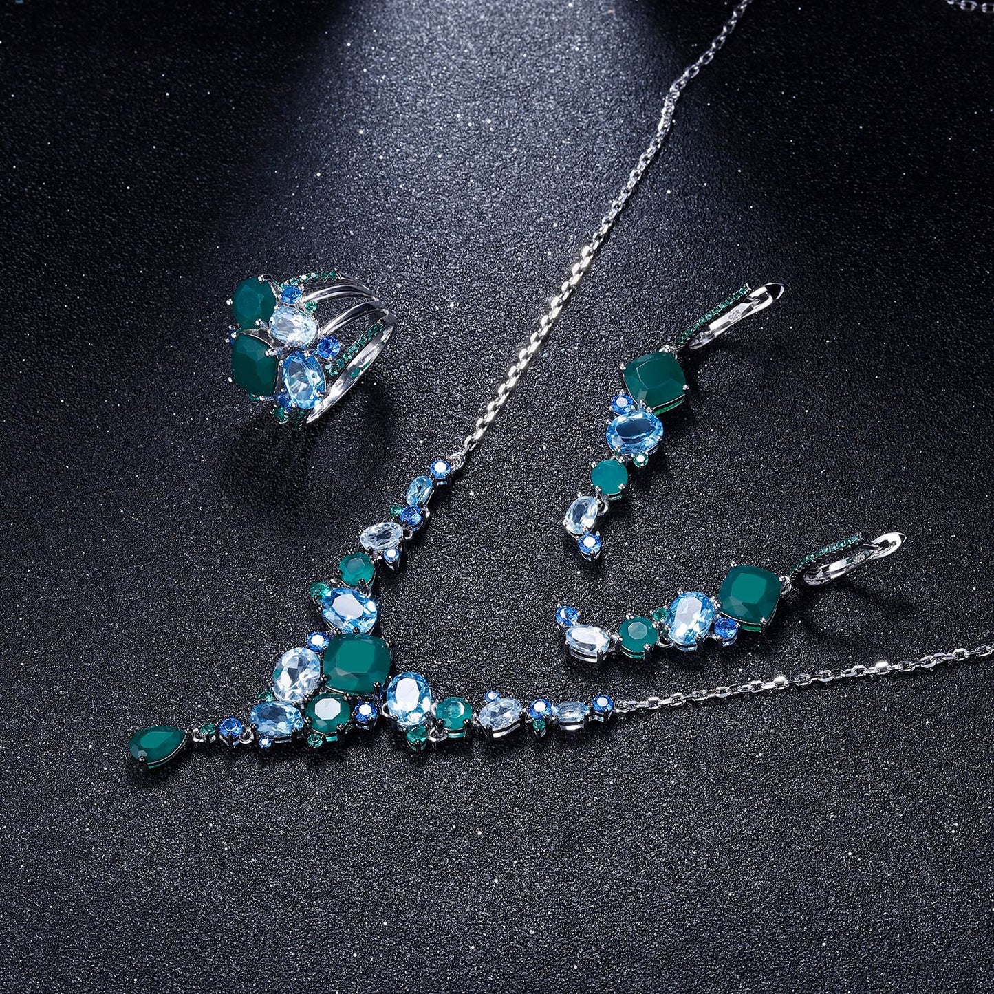 Luxurious Designer Gemstone Earrings Elegant Banquet Matching s925Silver Natural Gemstone Earrings