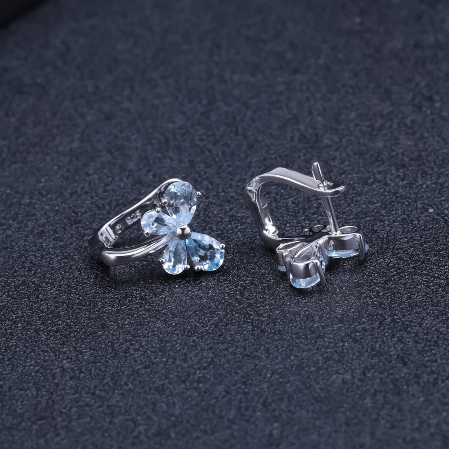 Design Sense Natural Topaz Earrings New Light Luxury s925Silver Inlaid Natural Gemstone Earrings