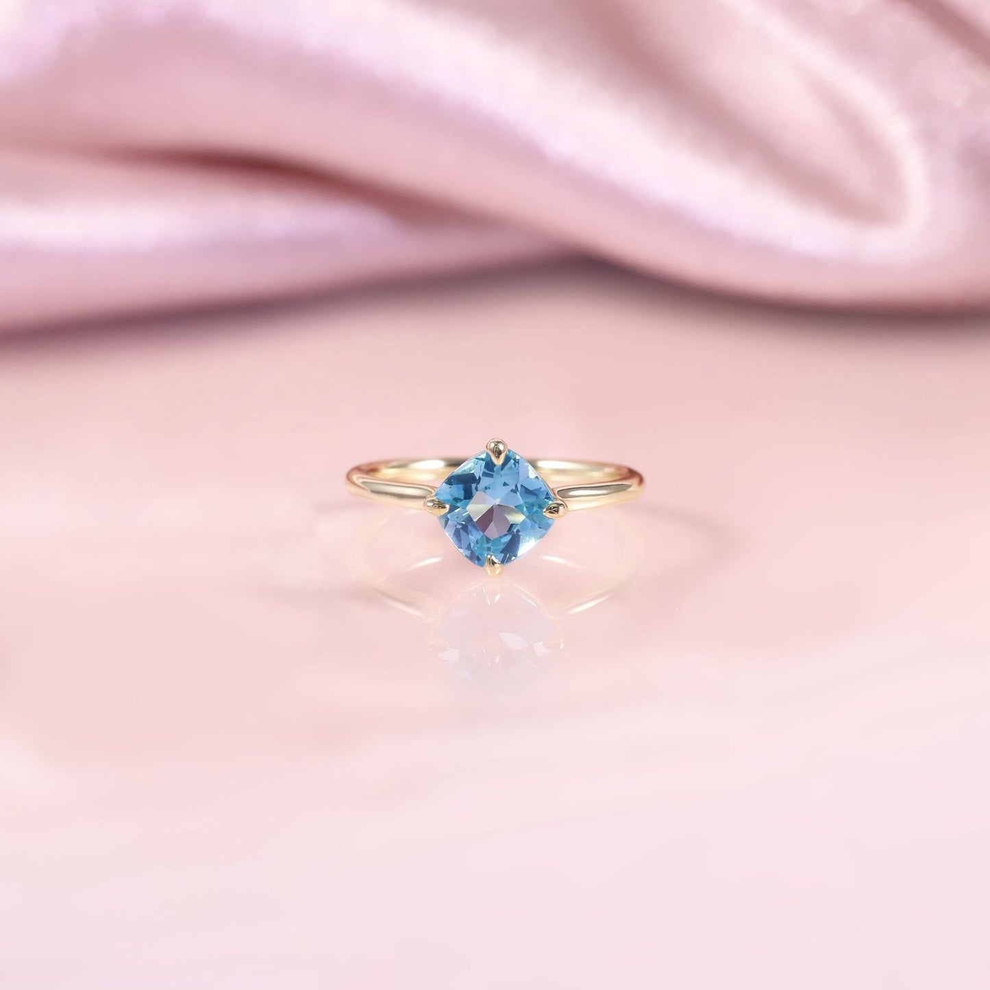 Classic1.75Carat Ring s925Sterling Silver Inlaid Natural Topaz Wedding Ring Square Ring Gold