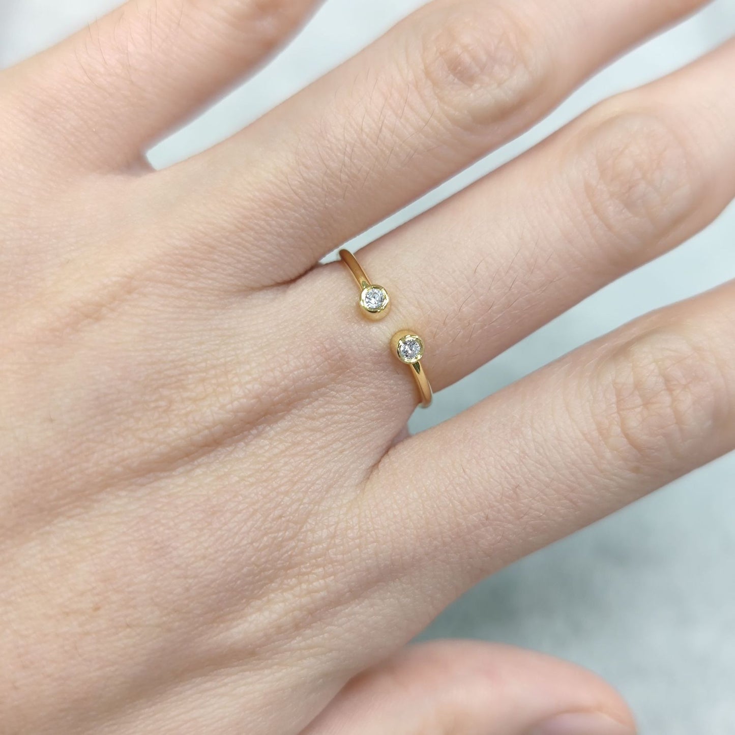 Premium Adjustable Open Ring s925Sterling Silver Inlaid Moissanite Men's and Women's Golden Dawn Series Simple Small Ring