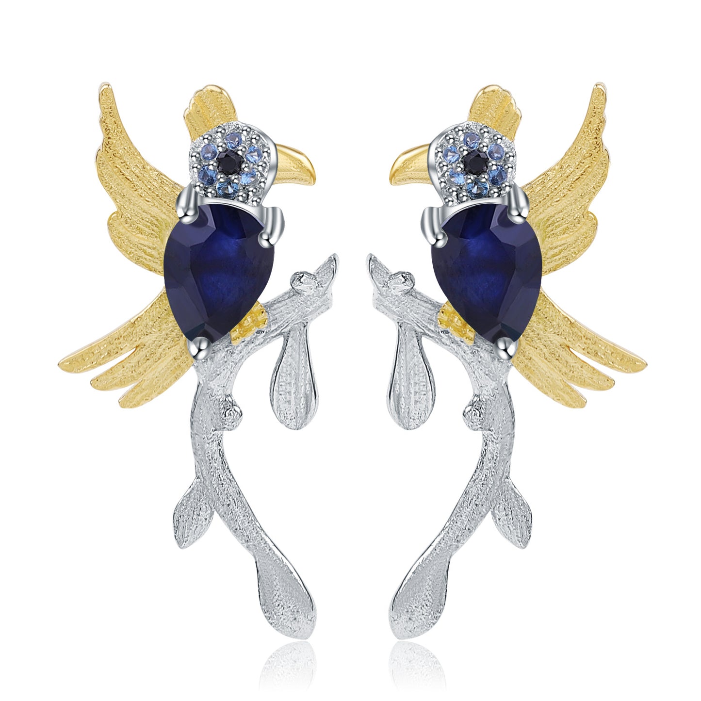 Italian Craft Earrings Natural Style Magpie s925Silver Natural London Blue Topaz Earrings Russia