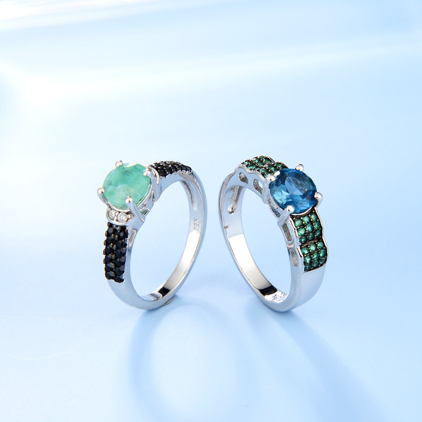 Popular Natural Crystal Ring s925Sterling Silver Sapphire Ring Colorful Gemstone Ring Niche