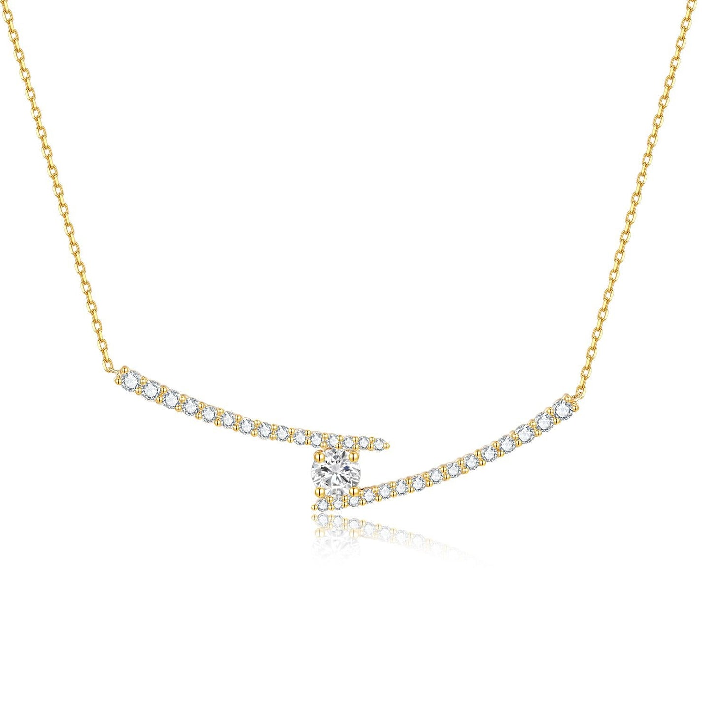Irregular Fashion14k Gold Necklace with Cultivated Diamonds0.5Carat k Gold Platinum Collarbone Chain Personality for Women