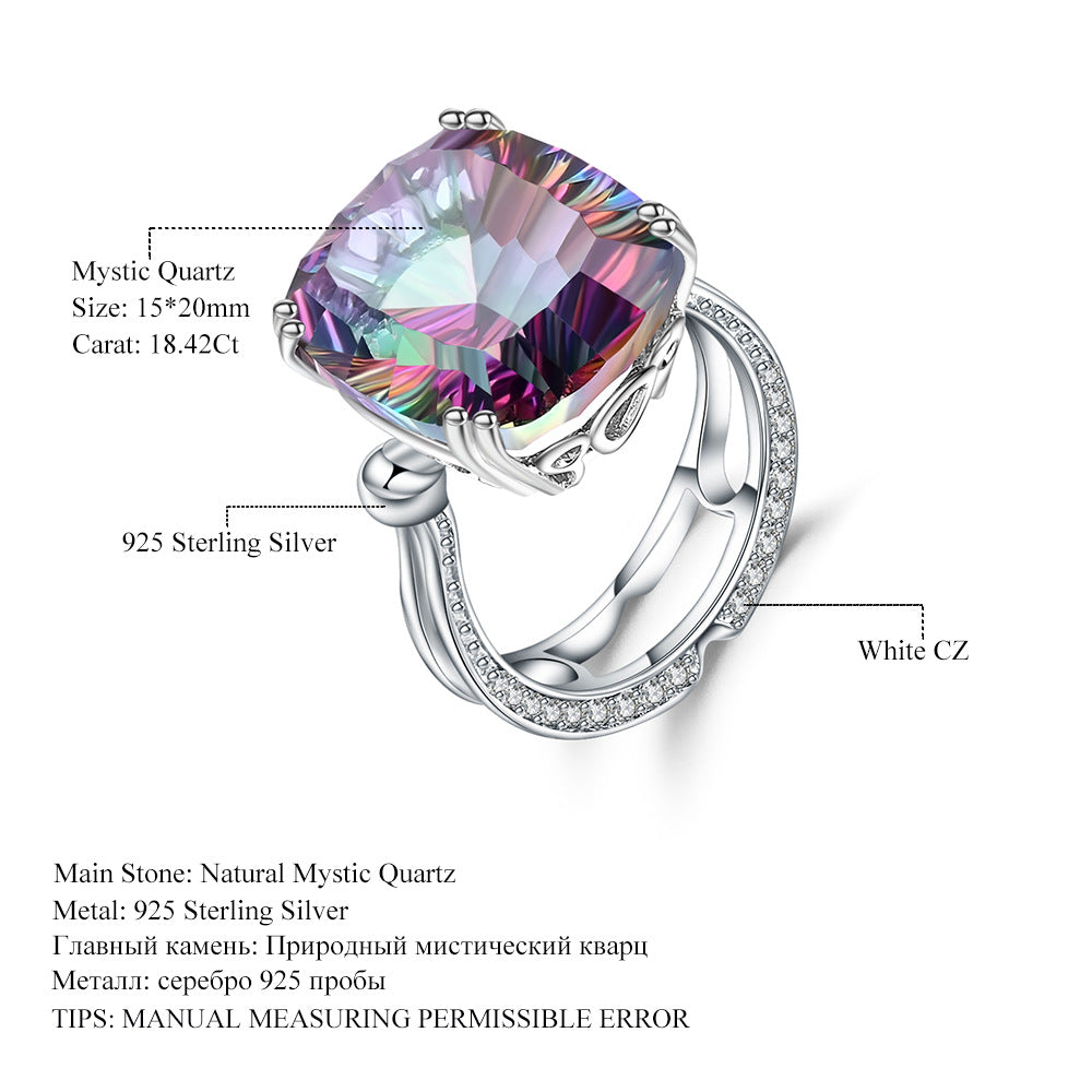 Luxurious Creative Jewelry Accessories Set s925Silver Inlaid Gemstone Ring Necklace Earrings Three-Piece Set