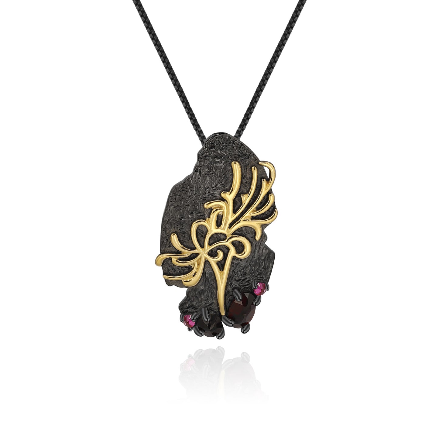 Designer High-End Natural Rose Pomegranate Pendant Georgia Design s925Silver Color Gemstone Necklace Pendant