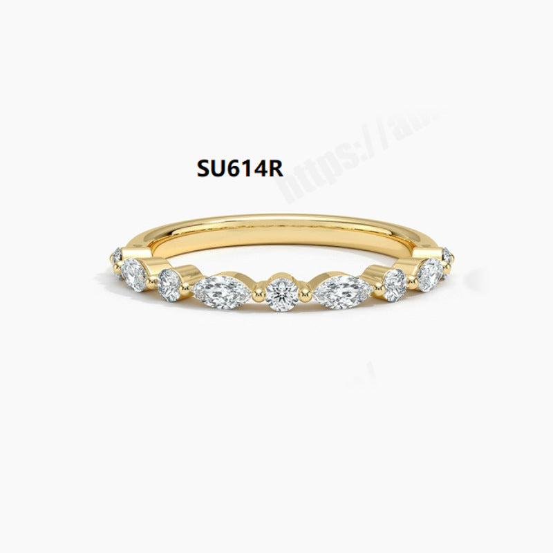 Lightweight Small Ring s925Sterling Silver Moissanite Ring VX Minimalist Layered Ring2024Popular ring
