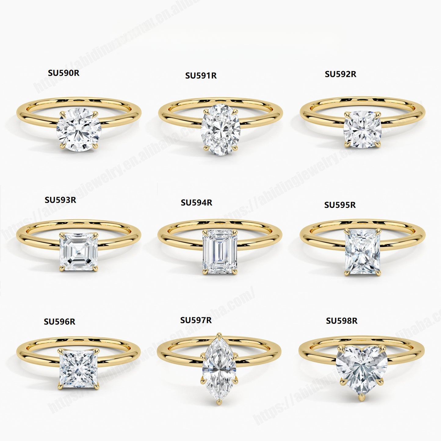 Simple Temperament9/10/14/18k Gold Ring with Moissanite1Carat Wedding Ring Hot-Selling Plain Gold Ring