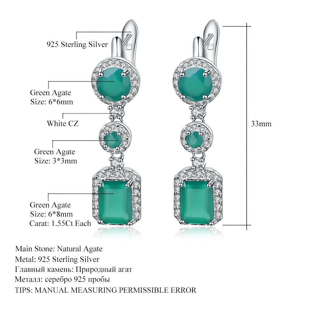 Luxurious Natural Topaz Stud Earrings Fashion High-End Sense s925Silver Inlaid Natural Gemstone Earrings