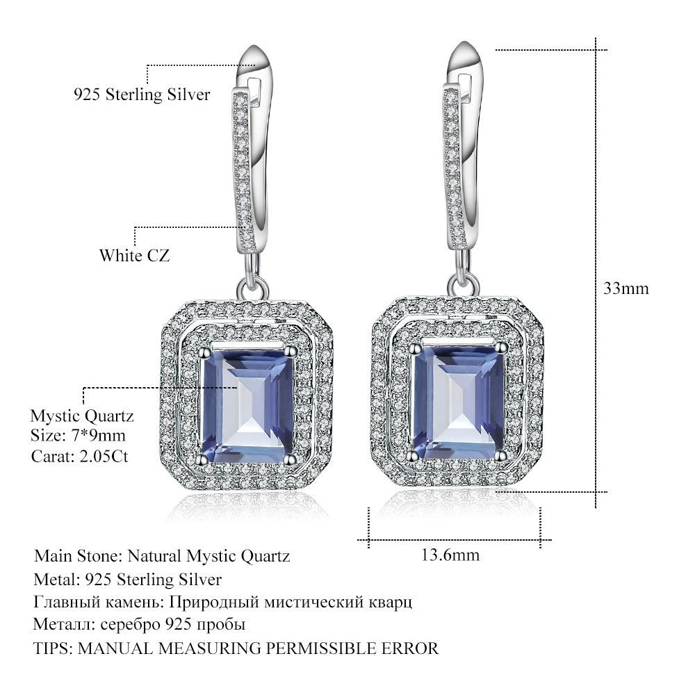 Luxury Fashion Colorful Gem Earrings High-Grade Personality s925Silver Coated Crystal Gemstone Earrings Earrings