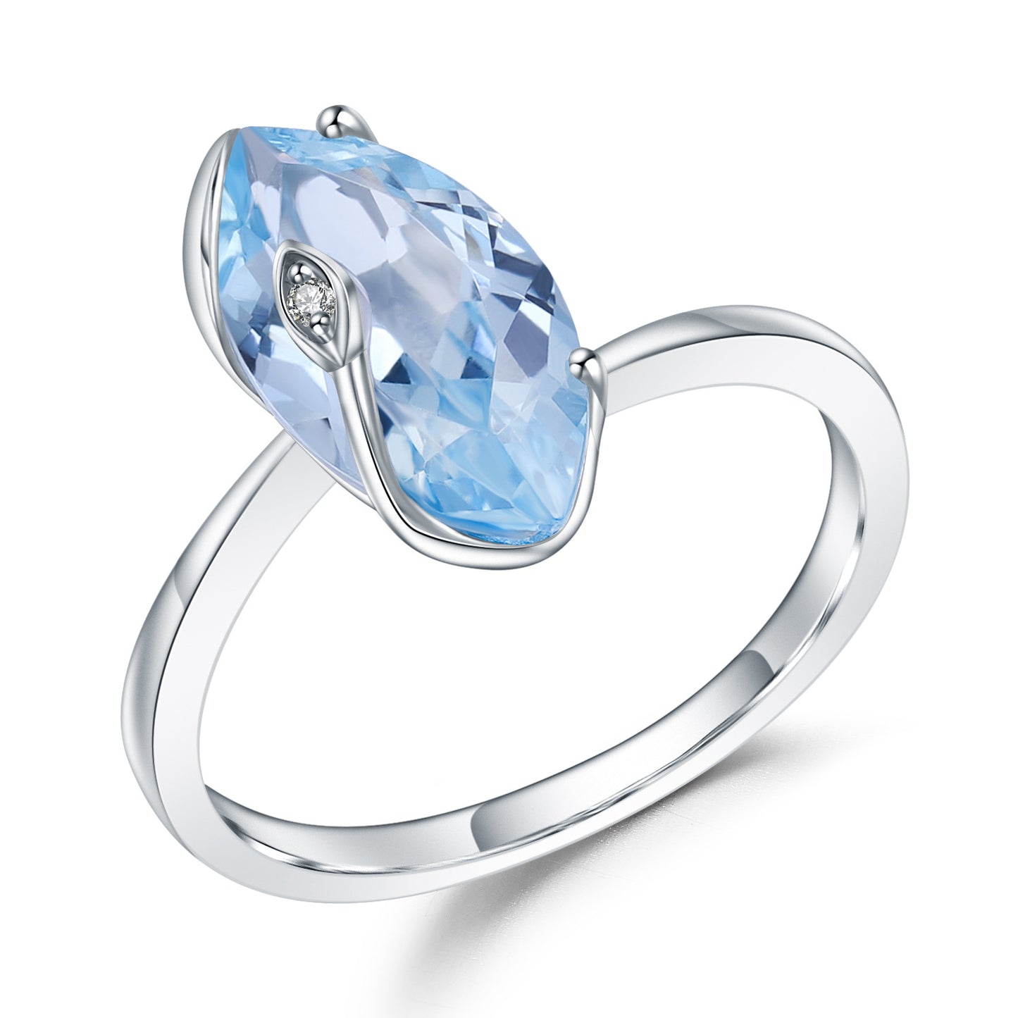 Luxurious and Unique Natural Topaz Ring Fashion Design s925Sterling Silver Inlaid Natural Gemstone Ring