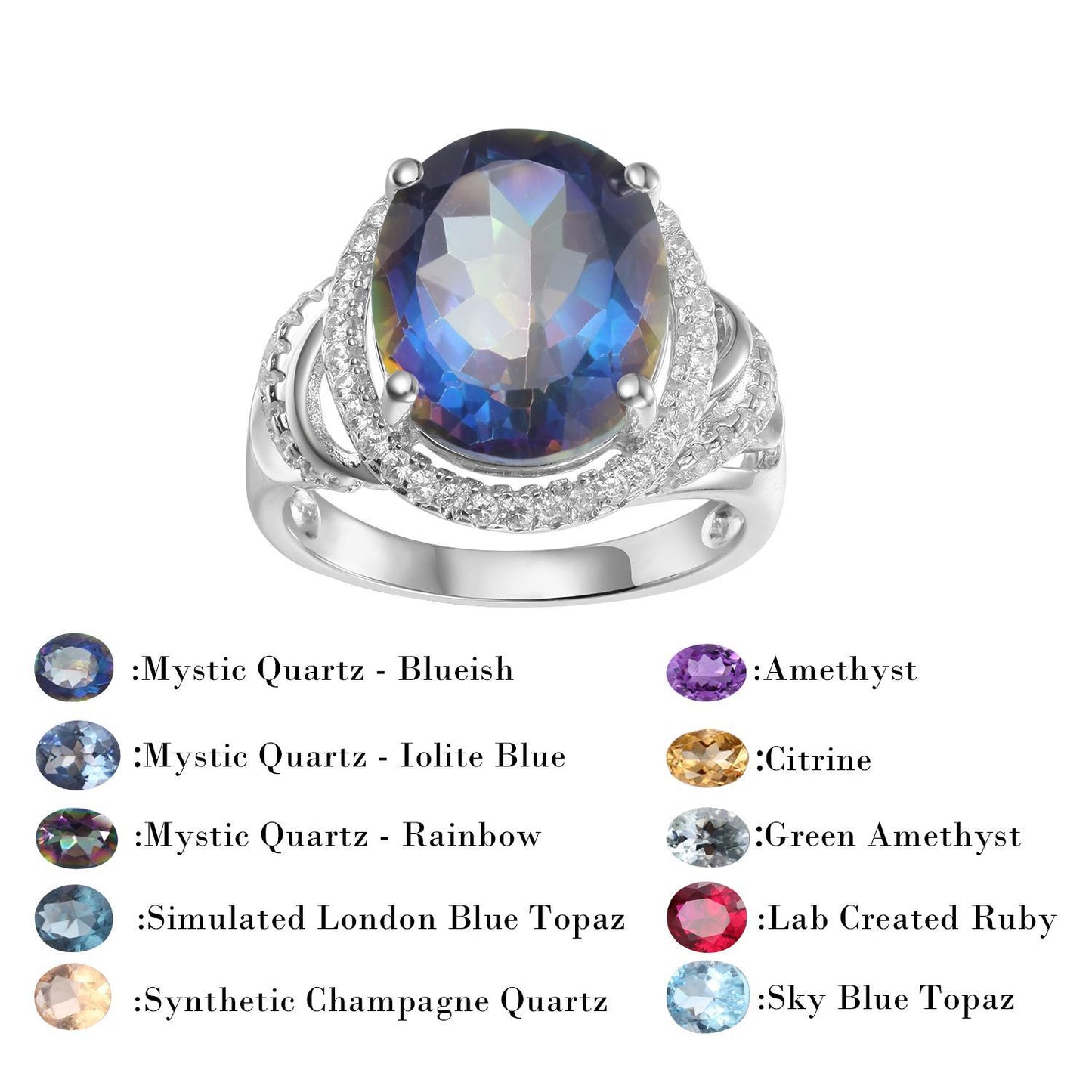 s925Sterling Silver Natural Topaz Ring Fashionable Luxurious High-end Inlay6Carat Colored Gemstone Ring