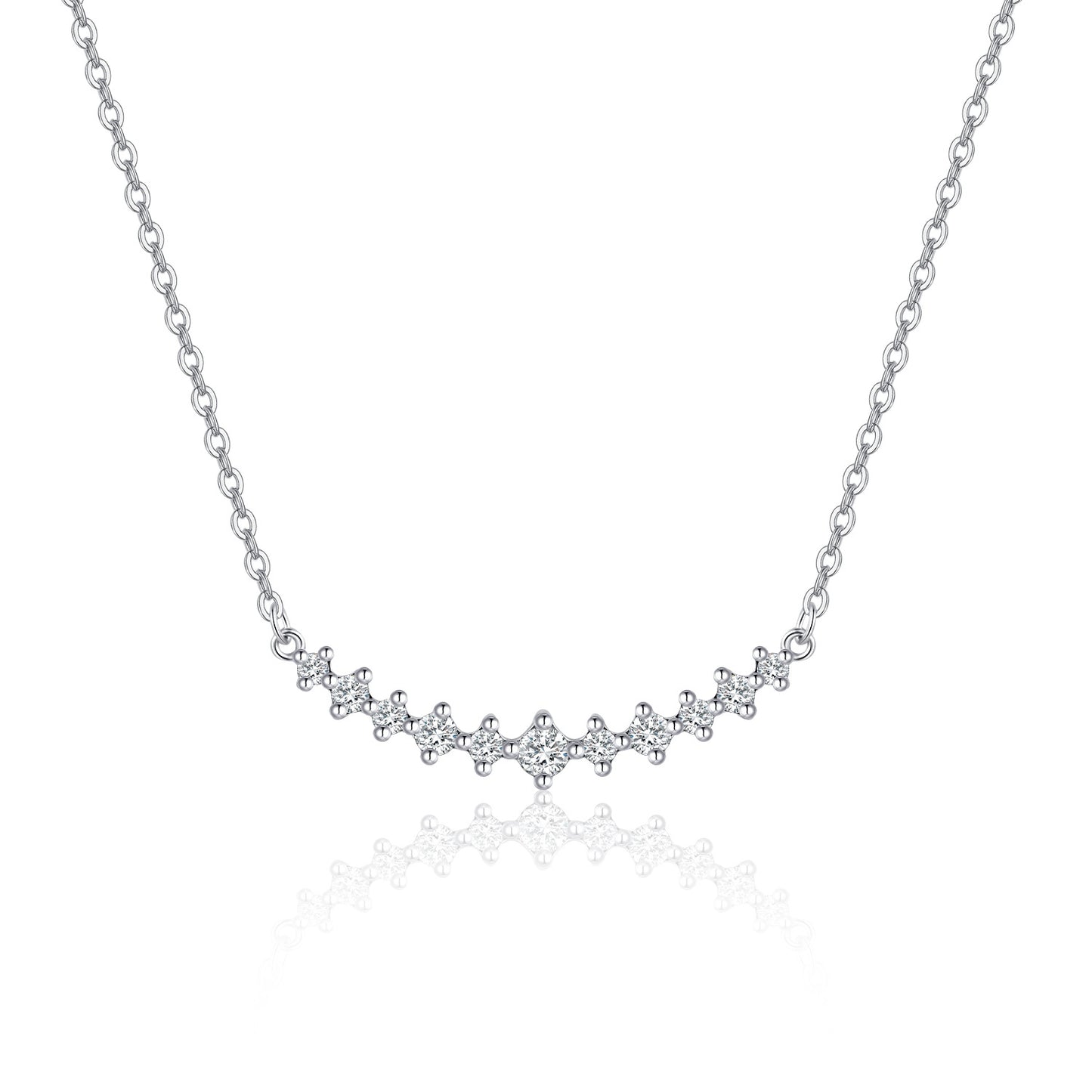 Temperament entry lux18k Gold Inlaid Cultivated Diamond Necklace with Genuine Diamond V Shape Au750k Gold and Platinum Clavicle Chain