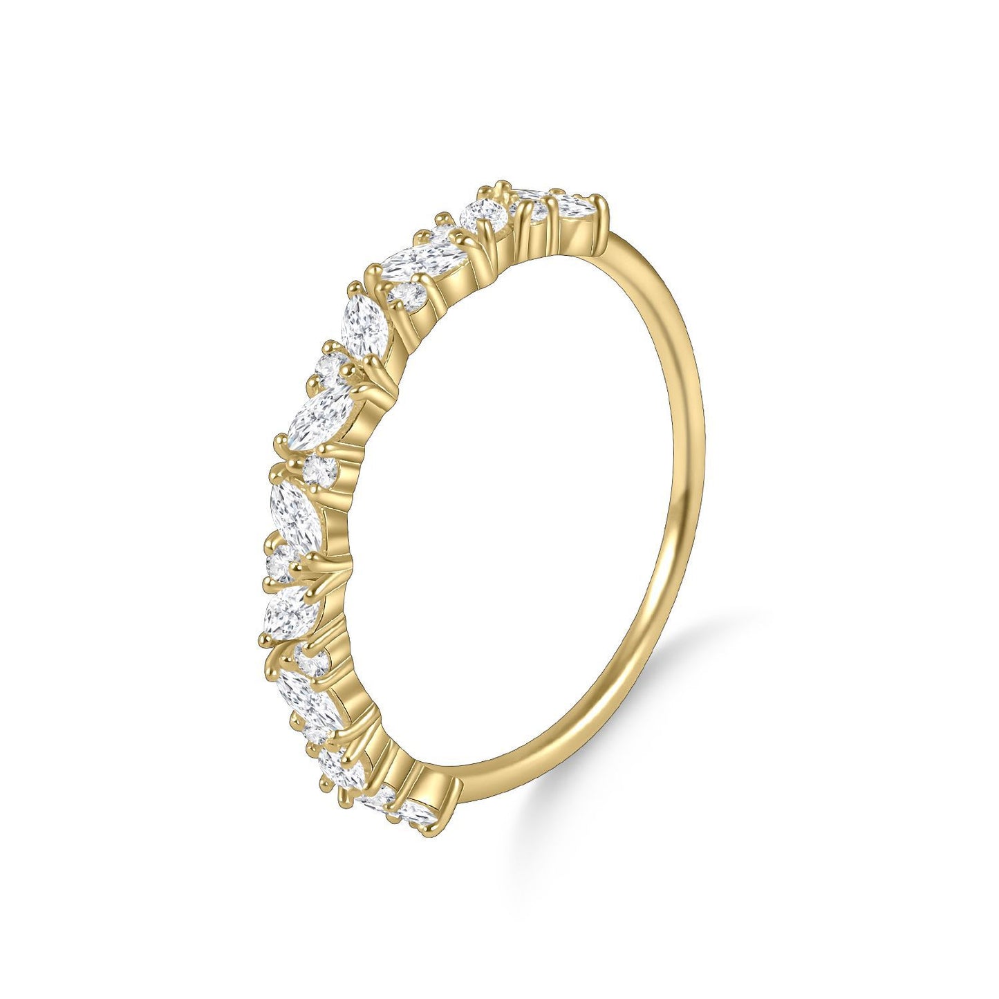 Korean and Japanese Style Light Luxury Rings s925Sterling Silver Inlaid Moissanite Hand Jewelry Female Golden Dawn Series Small Ring High Quality