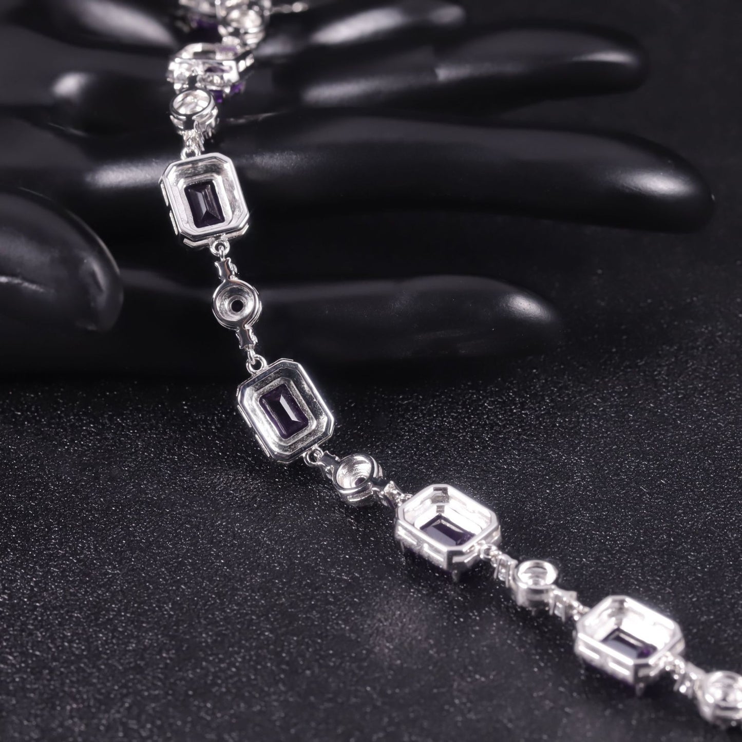 Design Sense Luxurious Natural Amethyst Bracelet1.9Unique Personality s925Sterling Silver Gemstone Bracelet
