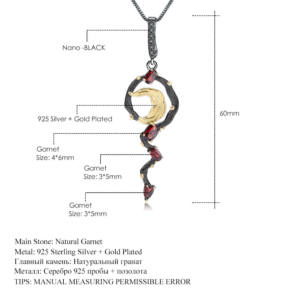 Secret Garden High-End Pendant Natural Style Designer Edition s925Sterling Silver Natural Gemstone Necklace Pendant