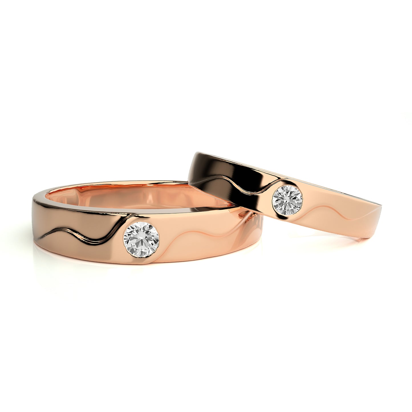 Spring and Summer New Silver Rings Pair s925Silver Inlaid Small Moissanite Round Gold Couple Rings Pure Silver Closed Design