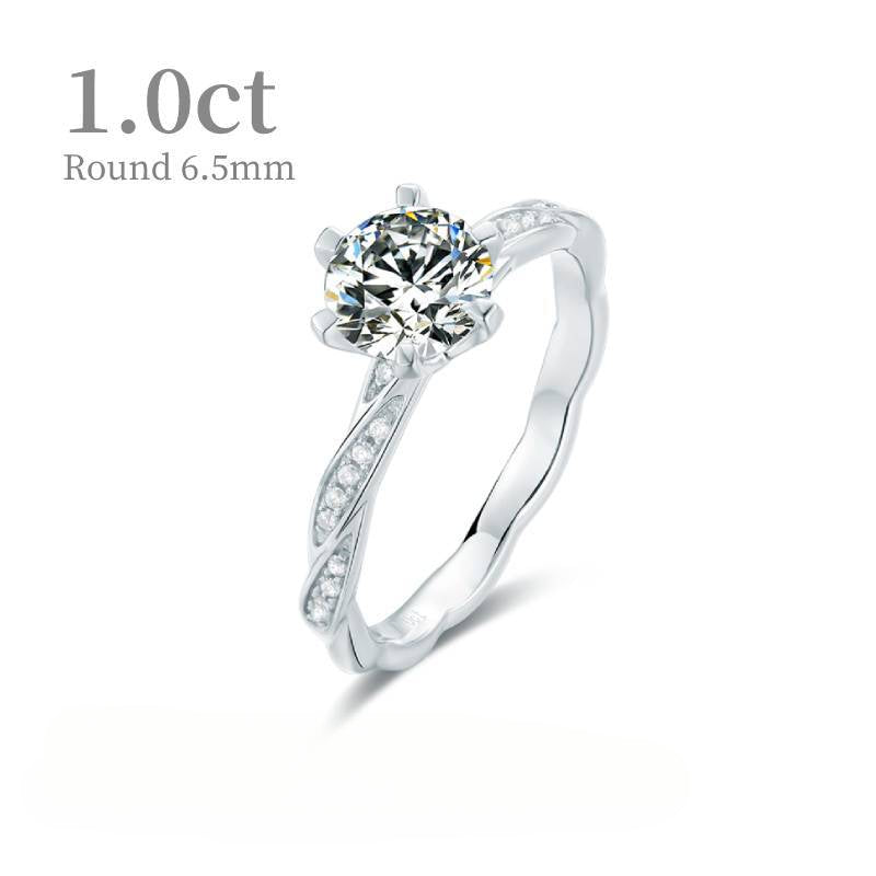 1Carat Moissanite Ring Korean Style ins Smooth Body9/10/14/18k White Gold Rose Gold Yellow Gold Ring