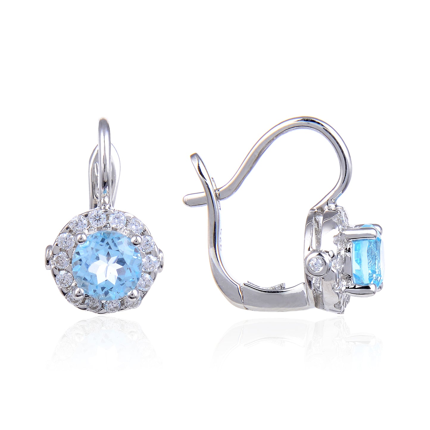Factory Direct Supply Natural Stone Earrings Vintage s925Sterling Silver Inlaid Sapphire Topaz Earrings