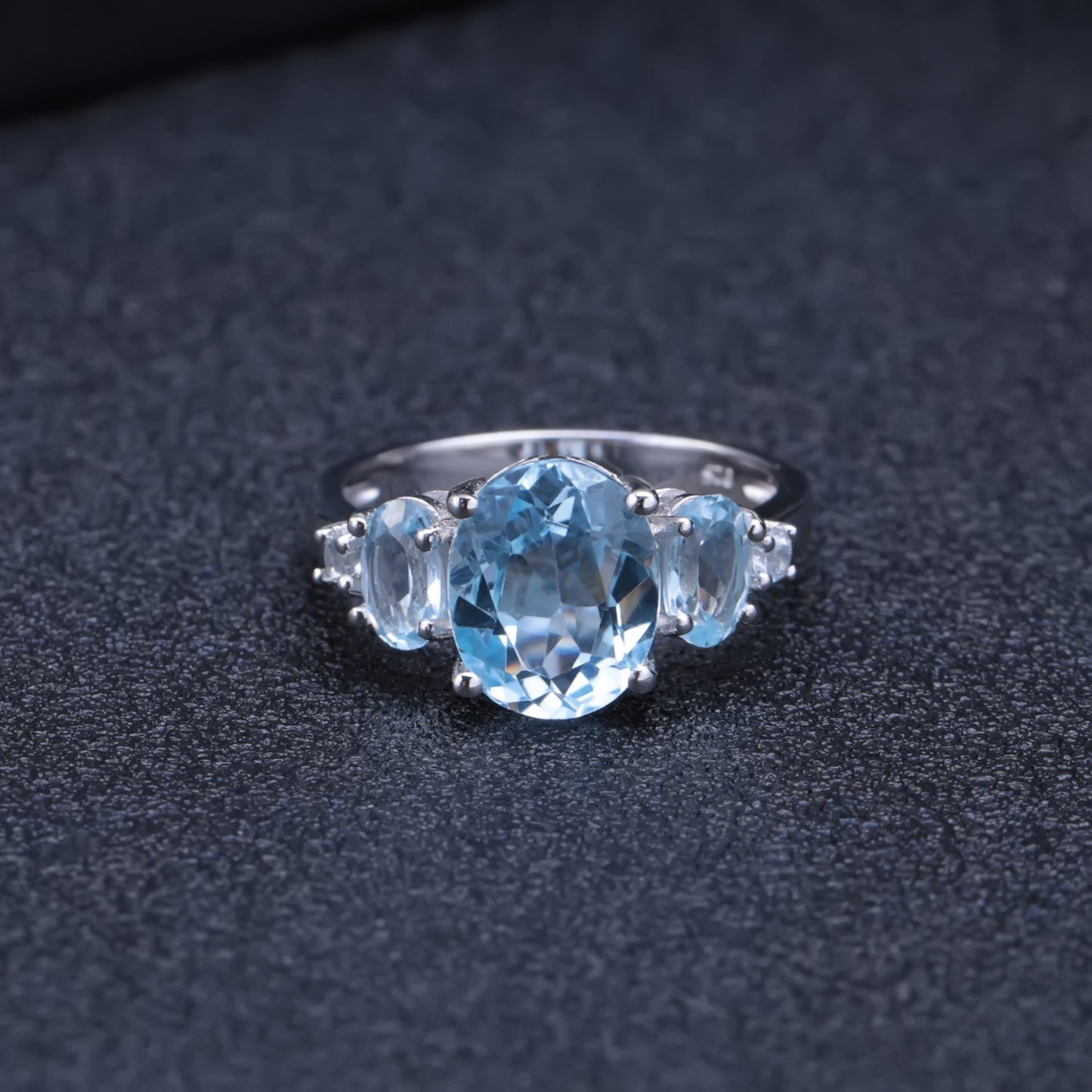 Natural Topaz Sterling Silver Gemstone Ring Luxurious Fashion Trend s925Silver Inlaid Natural Gemstone Ring