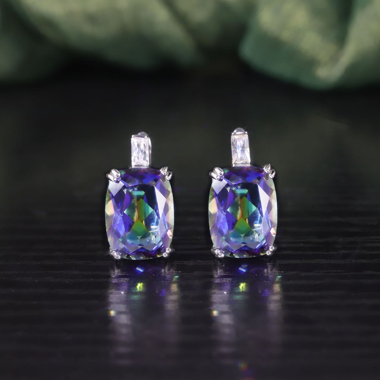 Statement Crystal Earrings for Women with British Clasp s925Sterling Silver Inlaid Colorful Crystal Large Carat Earrings Trendy