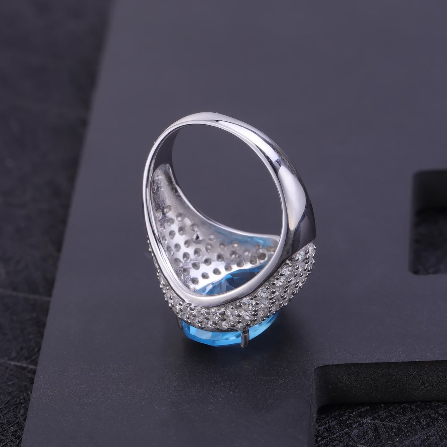 s925Silver Pure Natural Topaz Ring Fashionable Luxurious Unique Design High-end Gemstone Ring