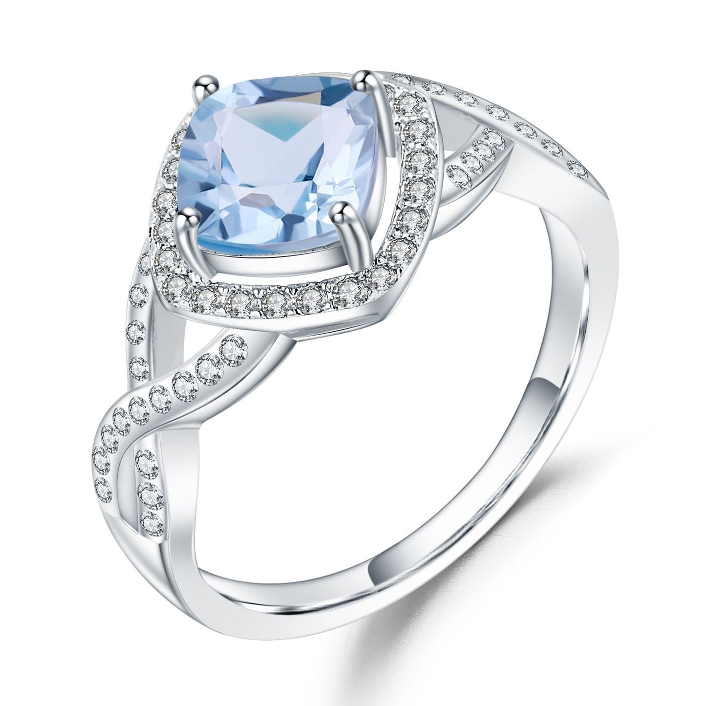 s925Silver Natural Topaz Ring Fashionable Light Luxury Elegant Jewelry Pure Silver Inlaid Natural Gemstone Ring