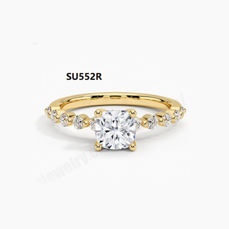 Light Luxury18k Gold Inlaid1Carat Moissanite Ring Pure9/10/14k Gold Ring Advanced Sense