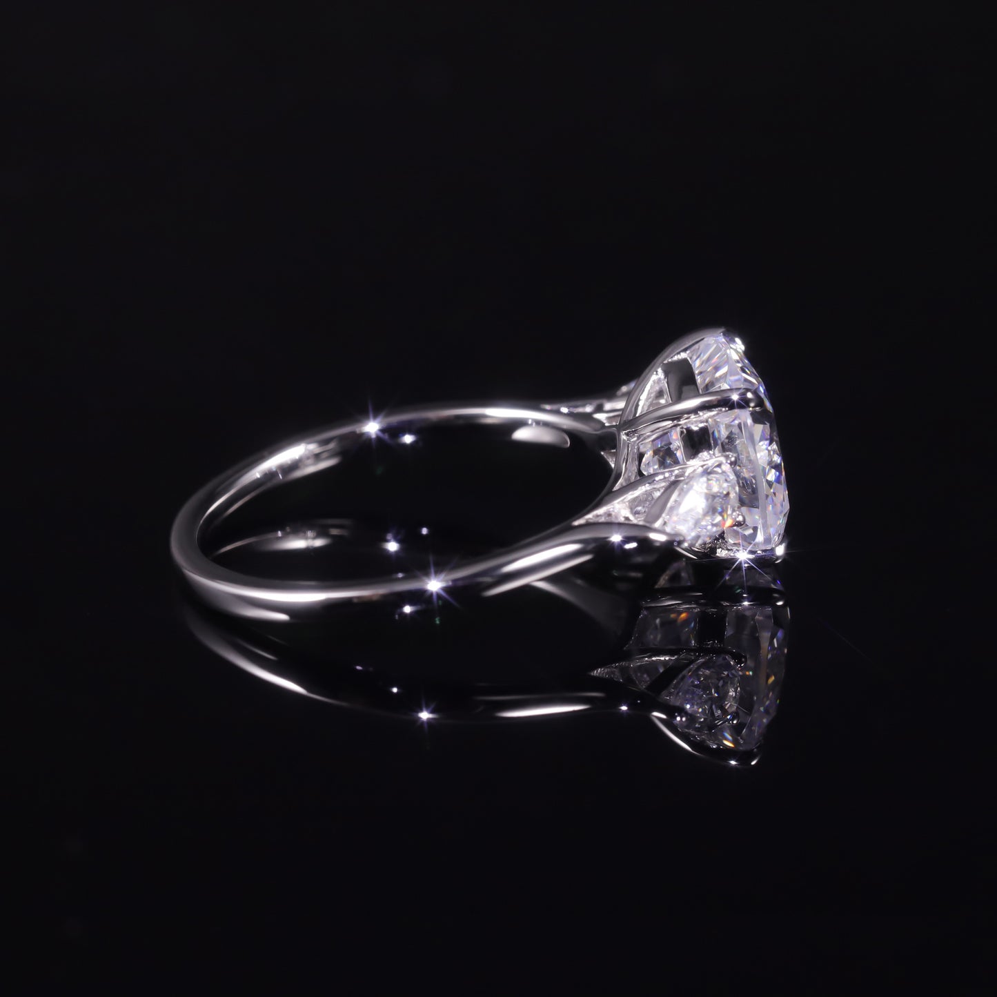 Luxury3Carat Ring Foreign Trade Fat Square s925Sterling Silver Moissanite Large Main Stone Ring for Women
