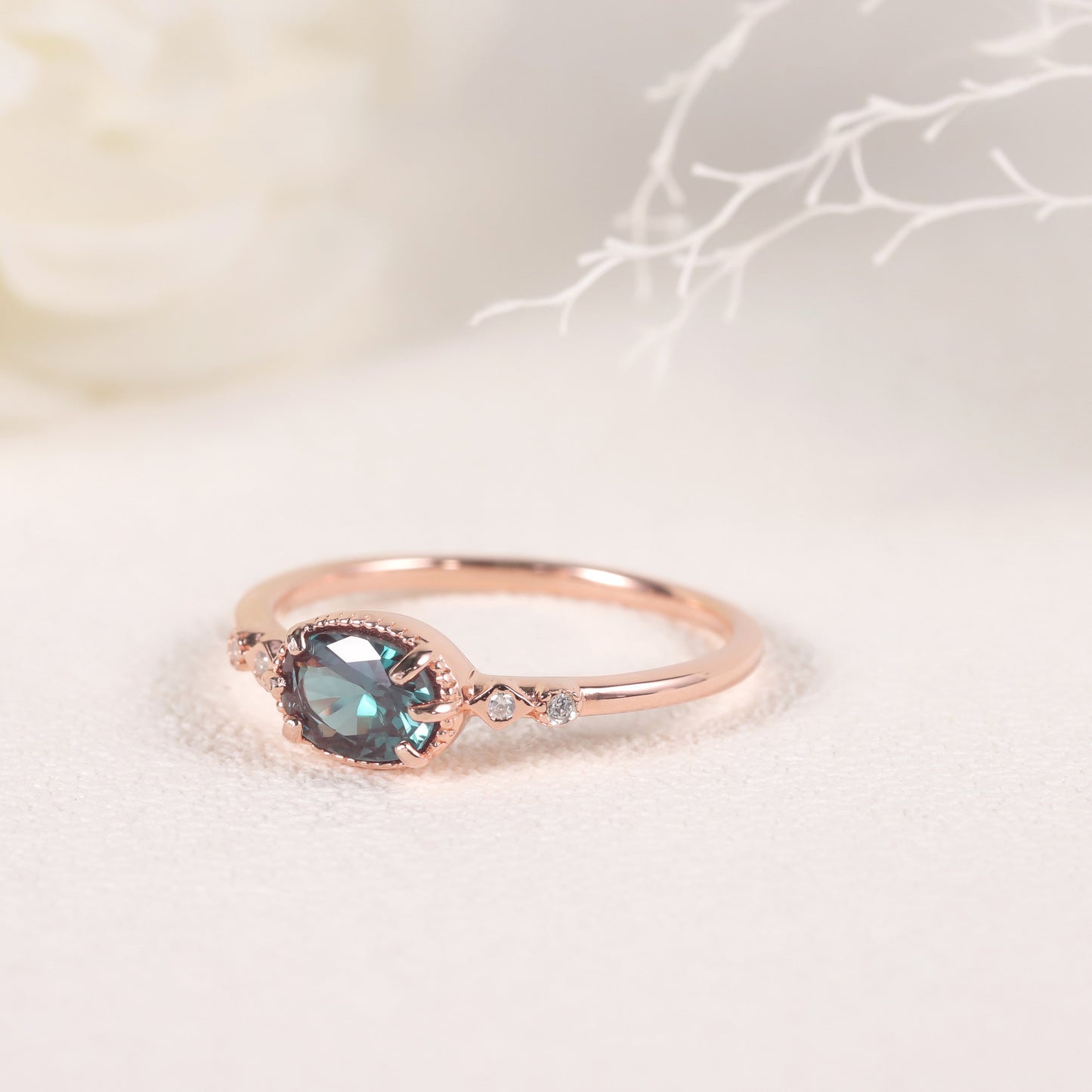 Minimalist Fresh Style Shifting Stone Ring s925Silver Inlaid Synthetic Alexandrite Gemstone Ring New Style