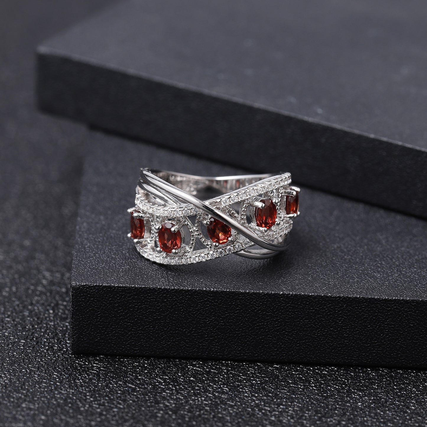 Luxurious and High-end Design Natural Amethyst Topaz Ring s925Silver Inlaid Natural Gemstone Ring
