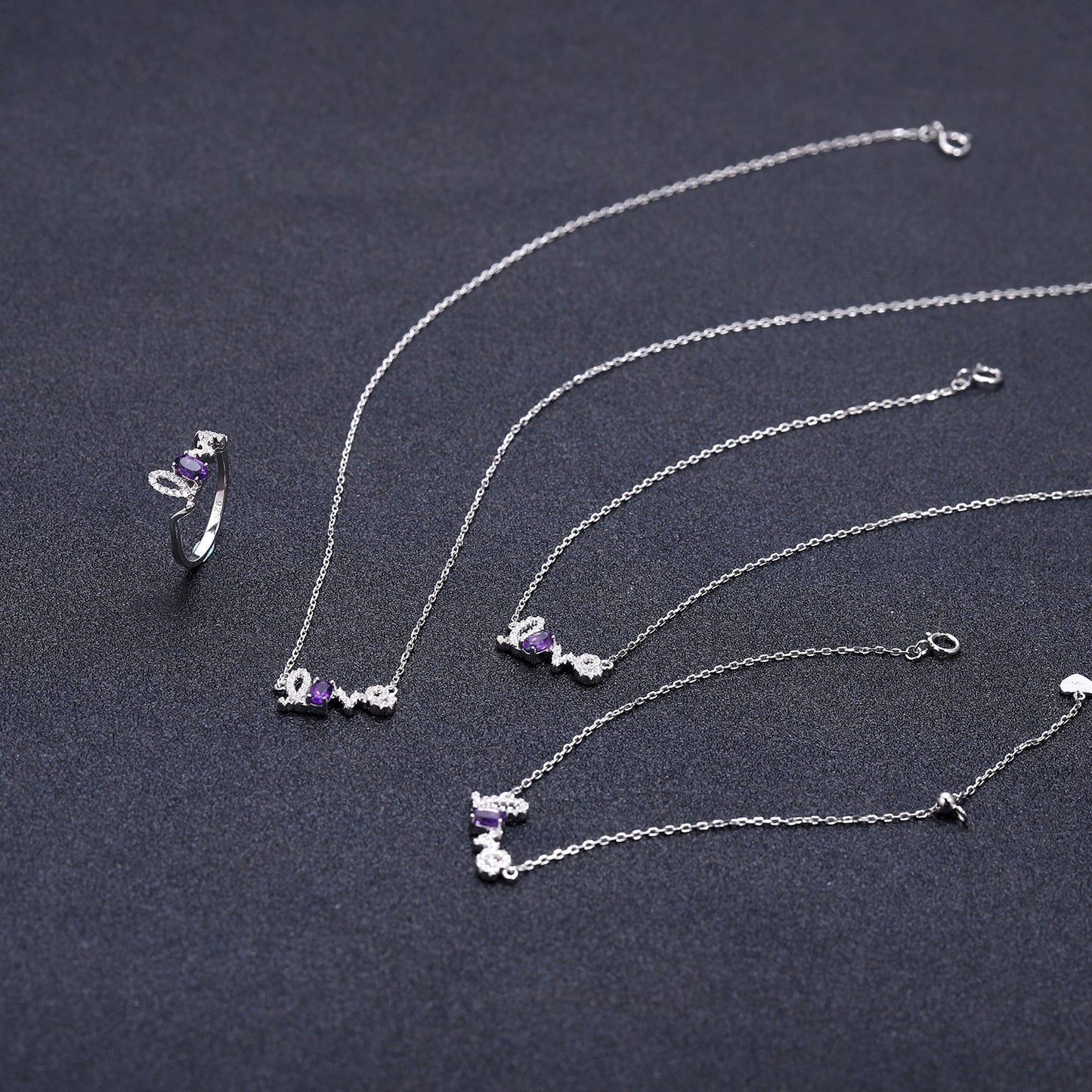 Light Luxury Natural Amethyst Bracelet for Women Style Princess Temperament s925Sterling Silver LOVE Letter bracelet