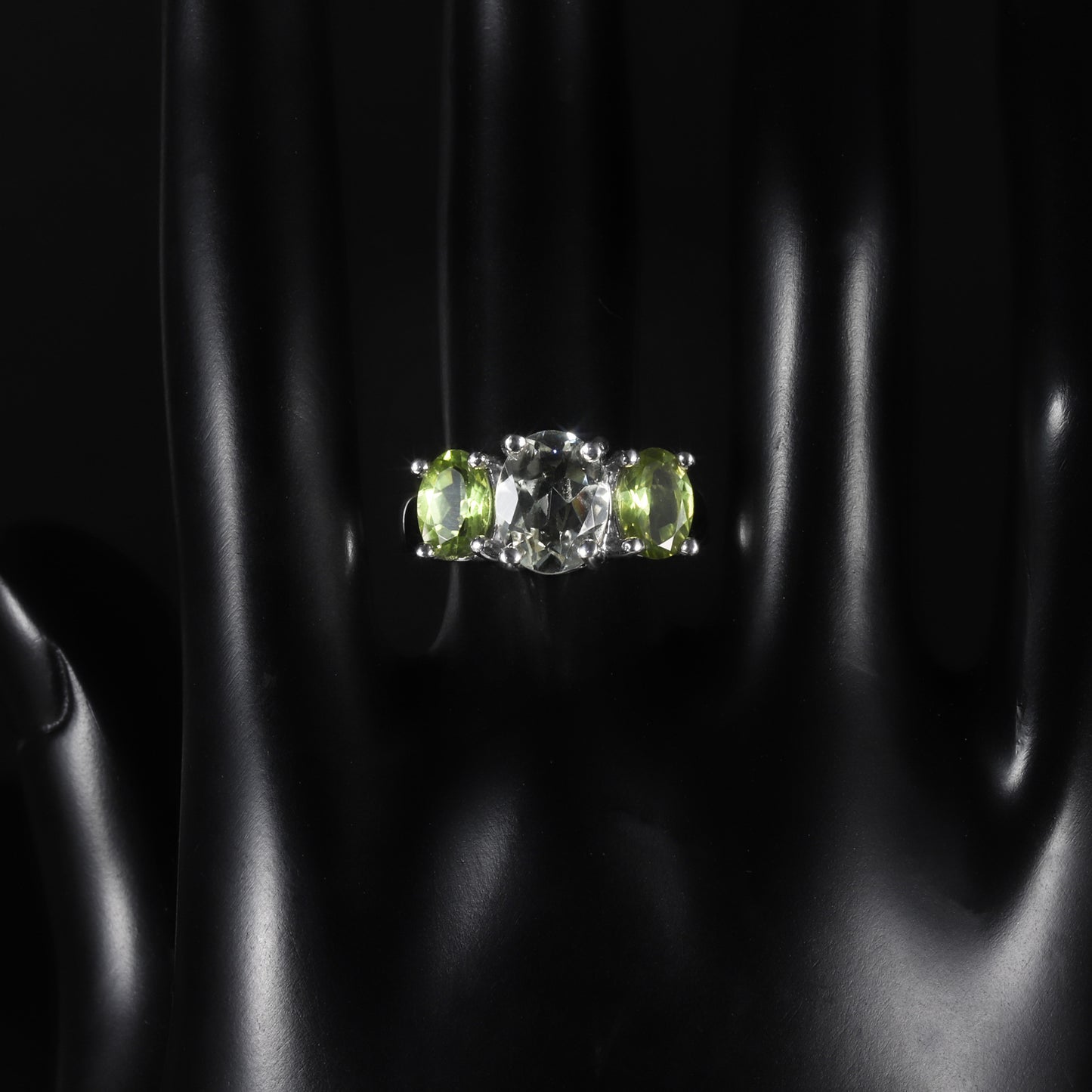 s925Silver Natural Green Amethyst Ring In Stock Direct Supply Fashionable Light Luxury Inlaid Gemstone Natural Color Gemstone Ring