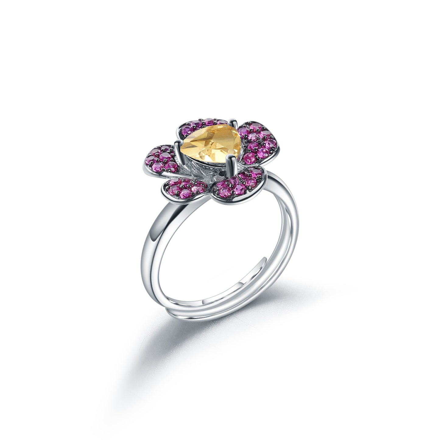 Designer Gemstone Ring Adjustable Flowers Bloom with a Sense of Sophistication s925Silver Natural Amethyst Ring